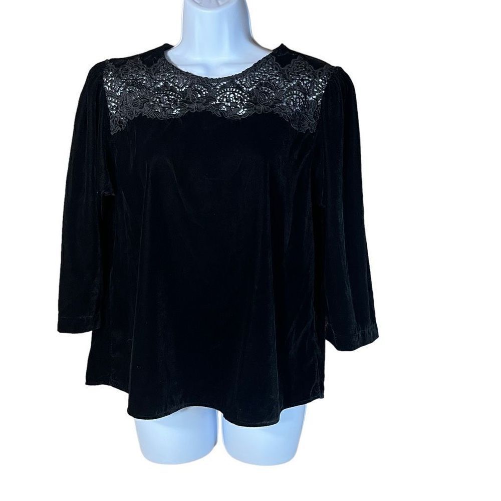 Zara Velour 3/4 sleeve top Size M